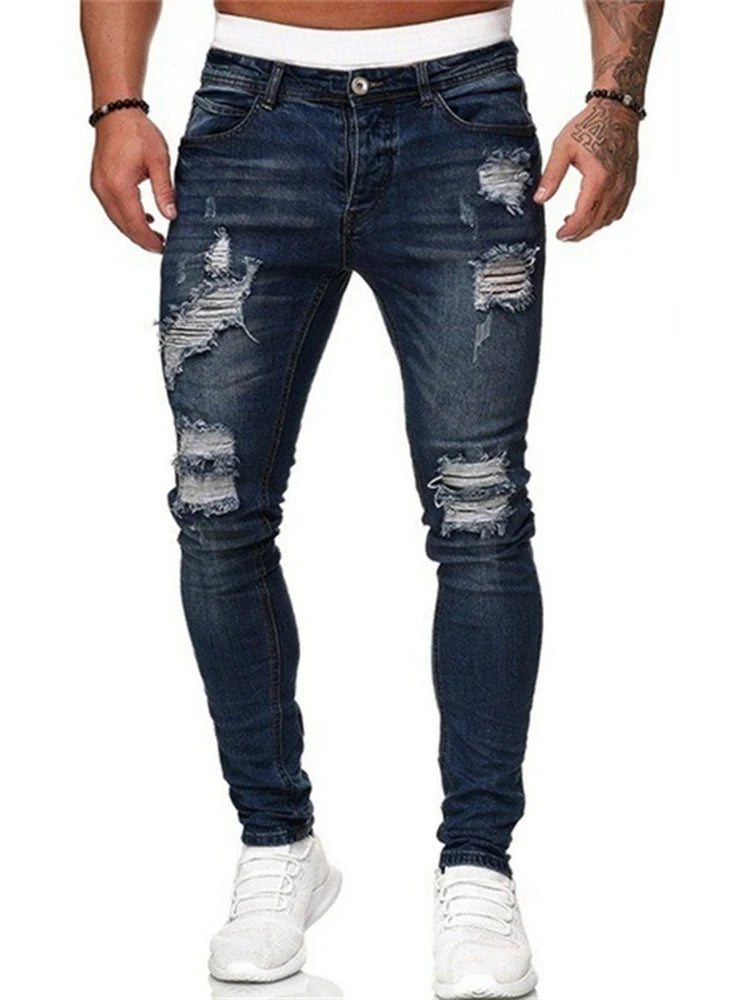 Calça Jeans Masculina Slim - Rasgada