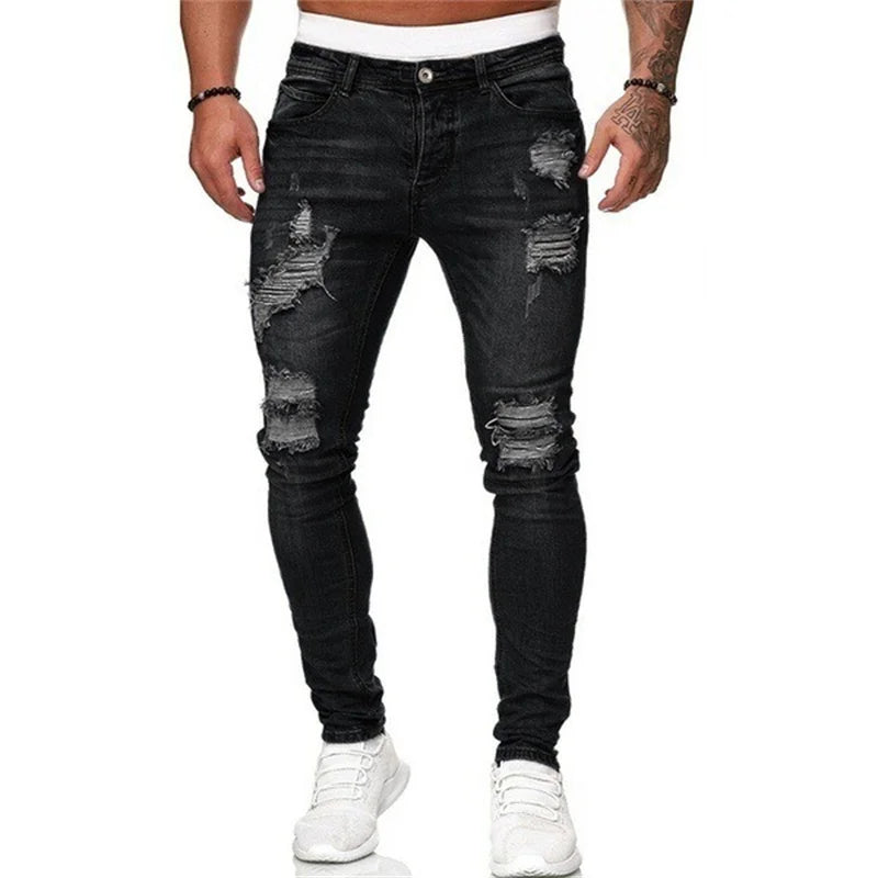 Calça Jeans Masculina Slim - Rasgada