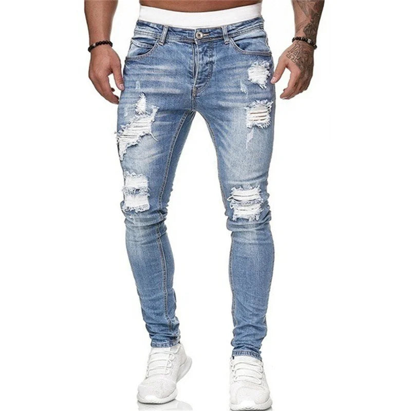 Calça Jeans Masculina Slim - Rasgada