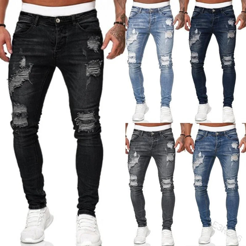 Calça Jeans Masculina Slim - Rasgada