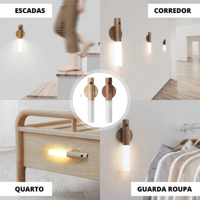 Luminária Lanterna-LED de Parede com Sensor de Movimento Recarregável