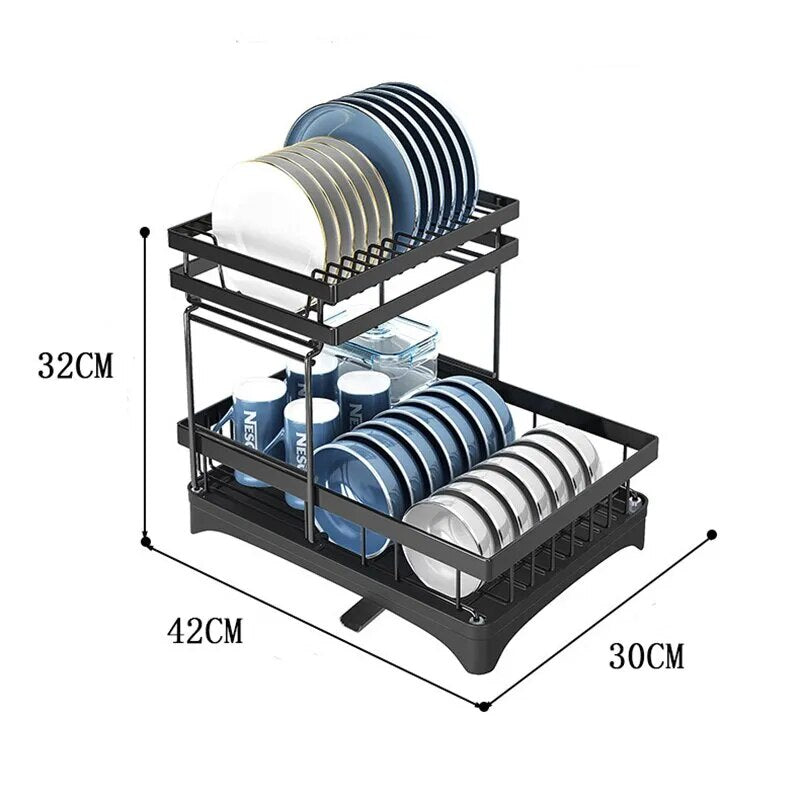 Escorredor de Louça 2 Andares - Organizador de Pratos e Talheres