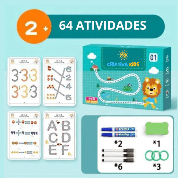 Livro de Desenvolvimento Infantil + 8 Canetinhas e Apagador de Brinde