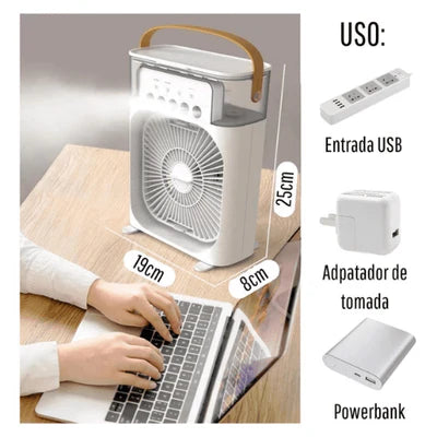 Ar Condicionado-Mini Umidificador Portátil 4 em 1